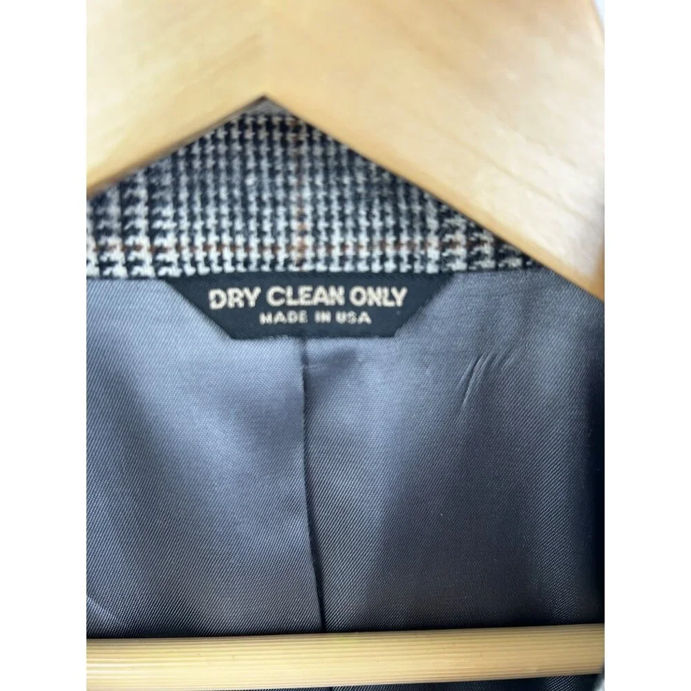 Lord & Taylor Fifth Avenue Collection Mens Blazer 44R Gray Glen Plaid Camel Hair